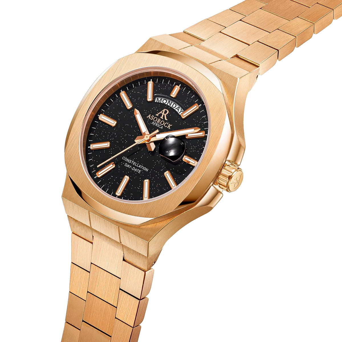 Rosegold/Black plain Constellation Day Date