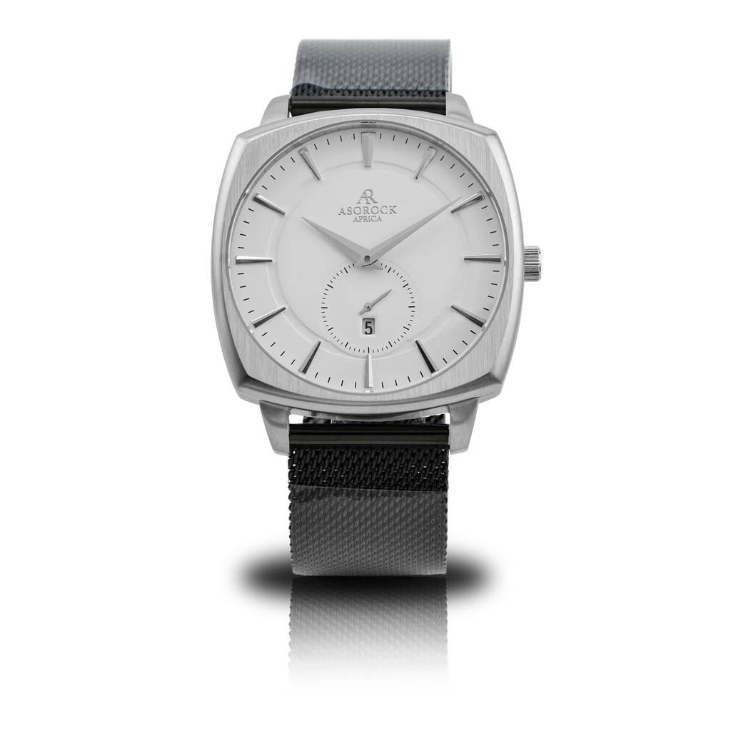 Silver/White Monolith (black mesh strap)