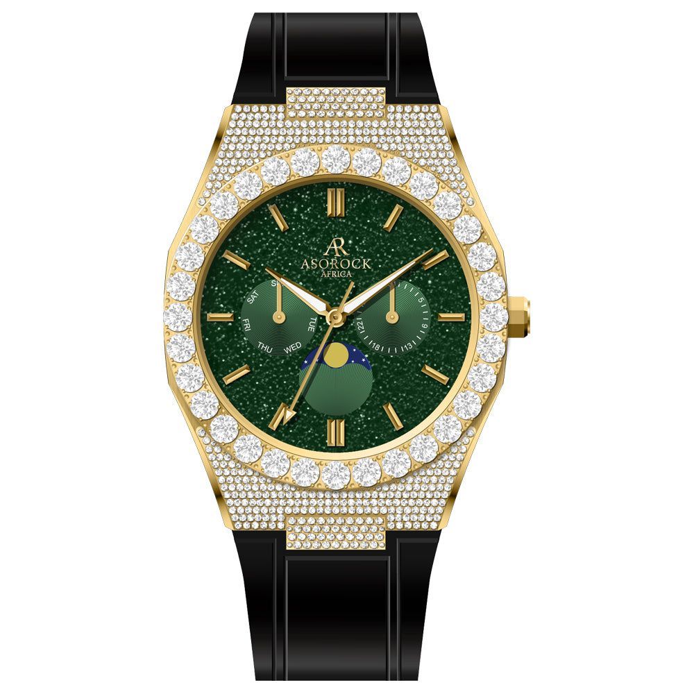 Iced transporter - Big diamond bezel - rubber strap
