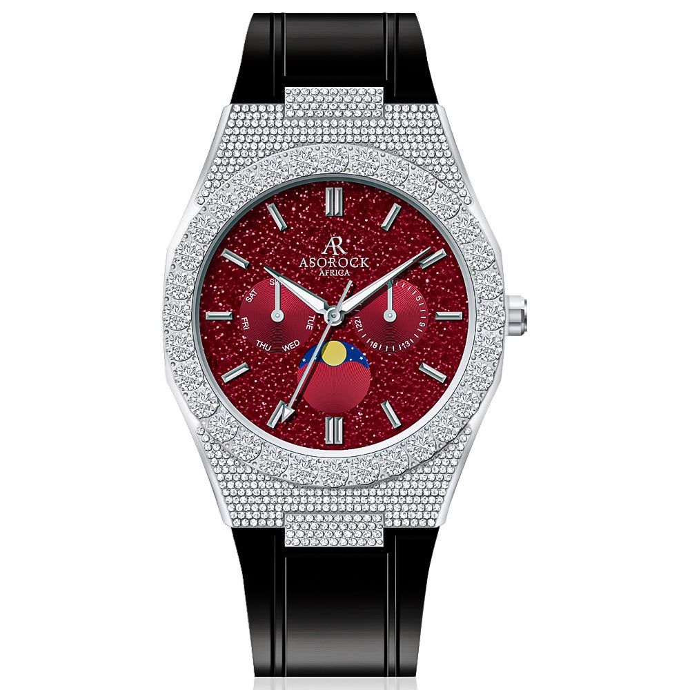 Iced transporter - Big diamond bezel - rubber strap